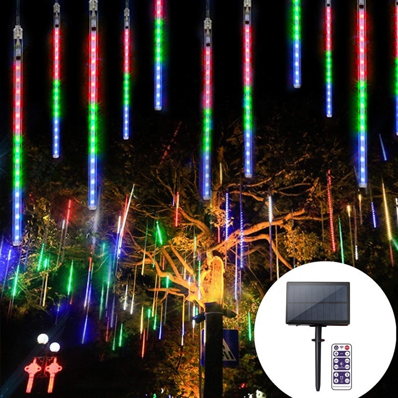 Meteor Shower Starfall Solar Lights Outdoor Falling Raindrop Lights 50cm 8 Tubes  IP65 Waterproof 288 LED Decor Light for Garden