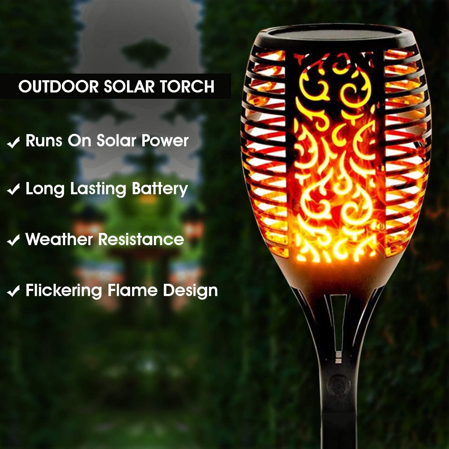 Solar Power Waterproof Flickering Flames Lamp Solar Torch Lights 96 LED Solar Tiki Torch Landscape Decoration Outdoor Lighting