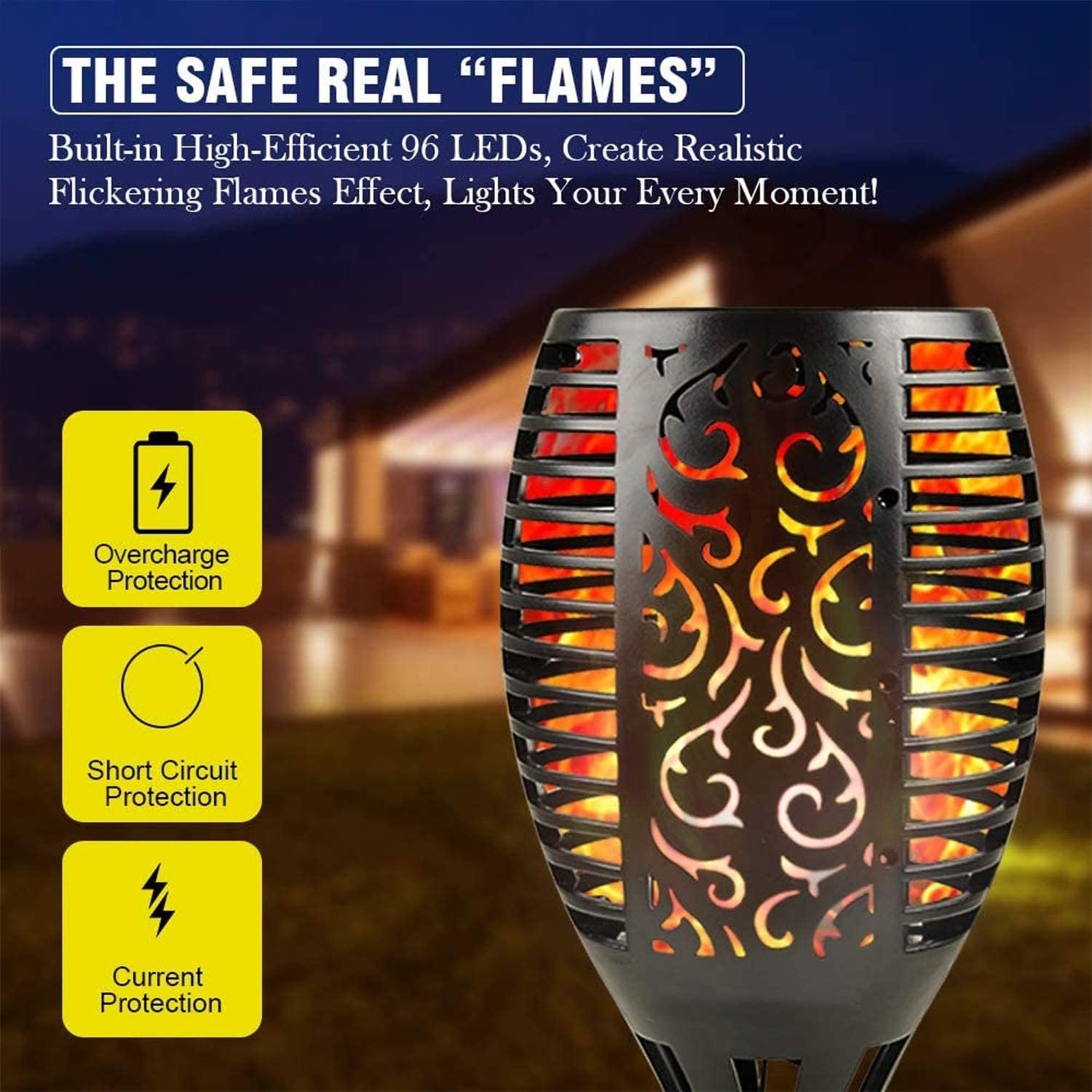 Solar Power Waterproof Flickering Flames Lamp Solar Torch Lights 96 LED Solar Tiki Torch Landscape Decoration Outdoor Lighting