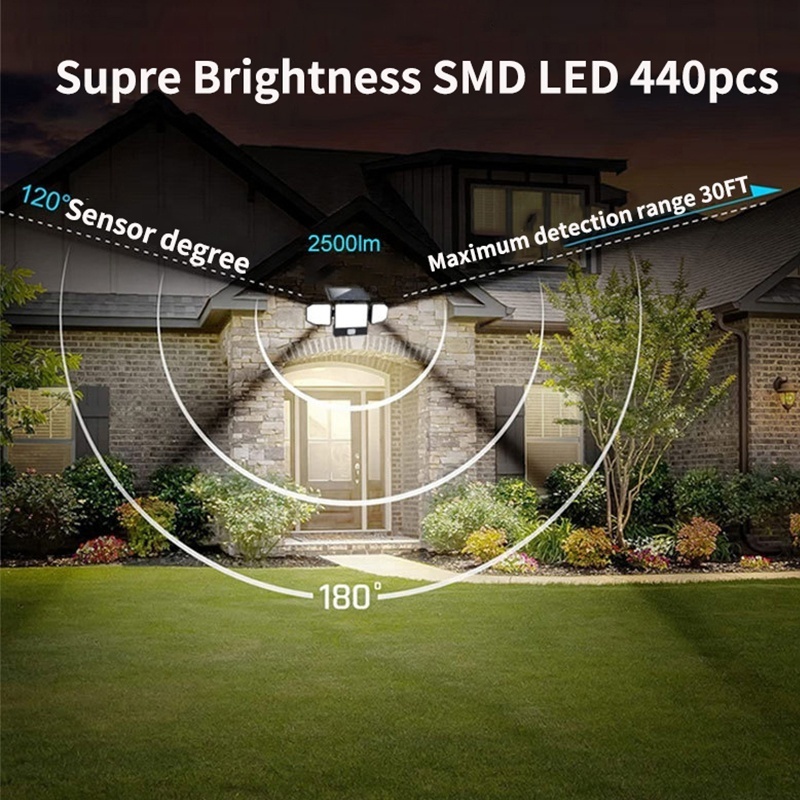 Solar Powered Lighting Led Wall Lamp 440 LED Wireless Security Motion Sensor Lighting Outdoor Solar Garden Wall Mounted Lights