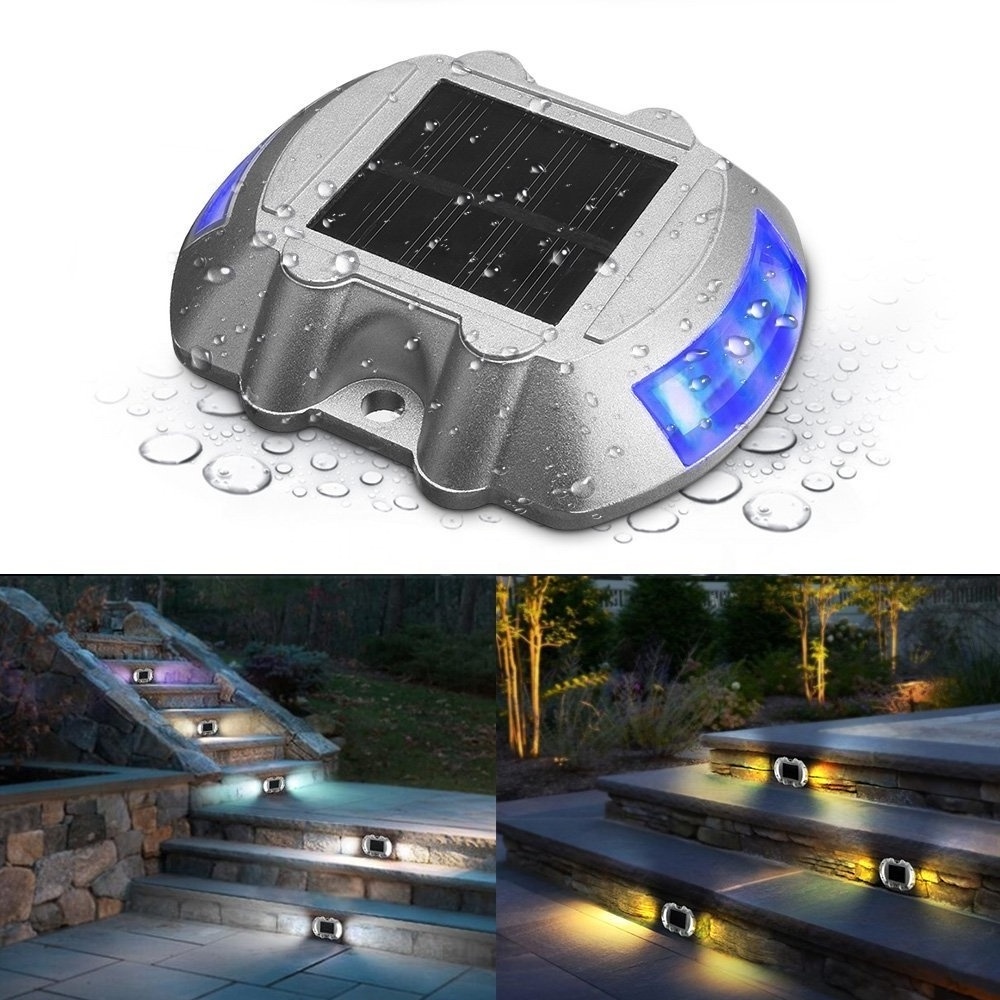 IP68 Waterproof LED Pathway Marker Road Stud Solar Powered Floor Outdoor Light 6 LED Aluminum Highway Warning Road Marker Studs