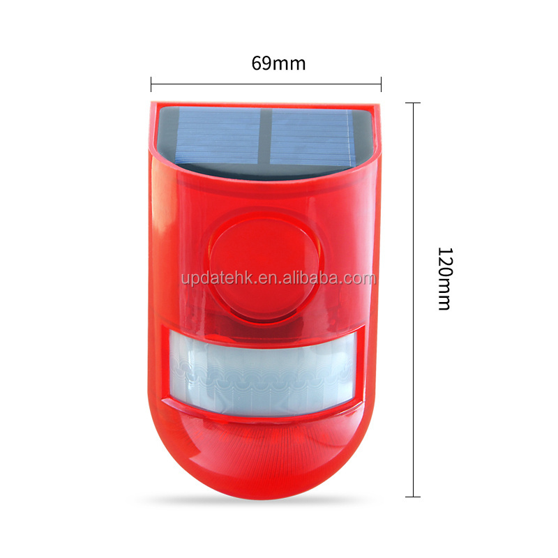 110DB Solar  Warming light with Sound Alarm Strobe Light Flashing   For  Farm warehouse orchard construction