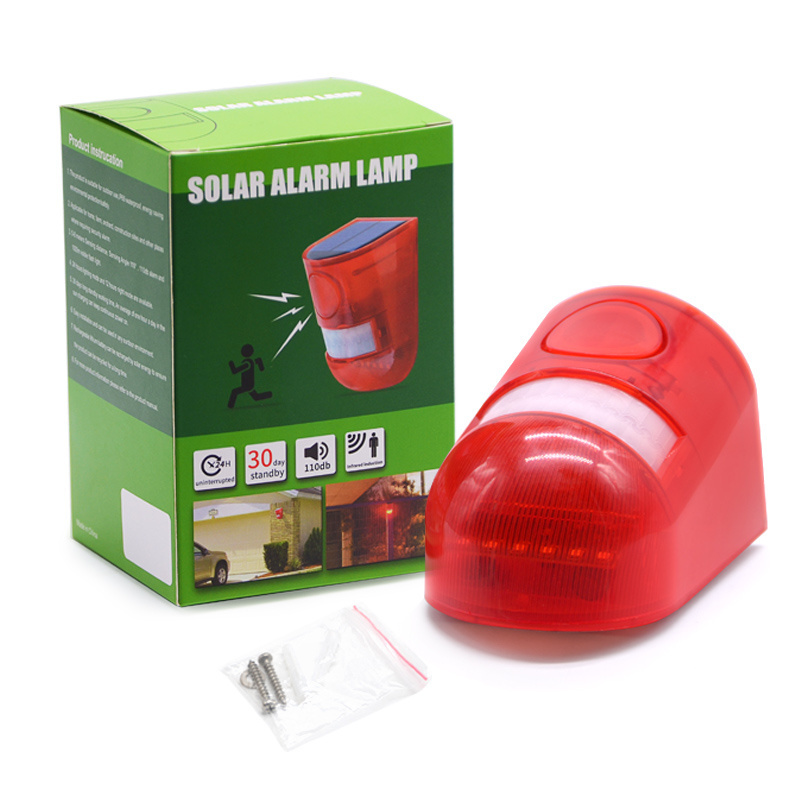 110DB Solar  Warming light with Sound Alarm Strobe Light Flashing   For  Farm warehouse orchard construction