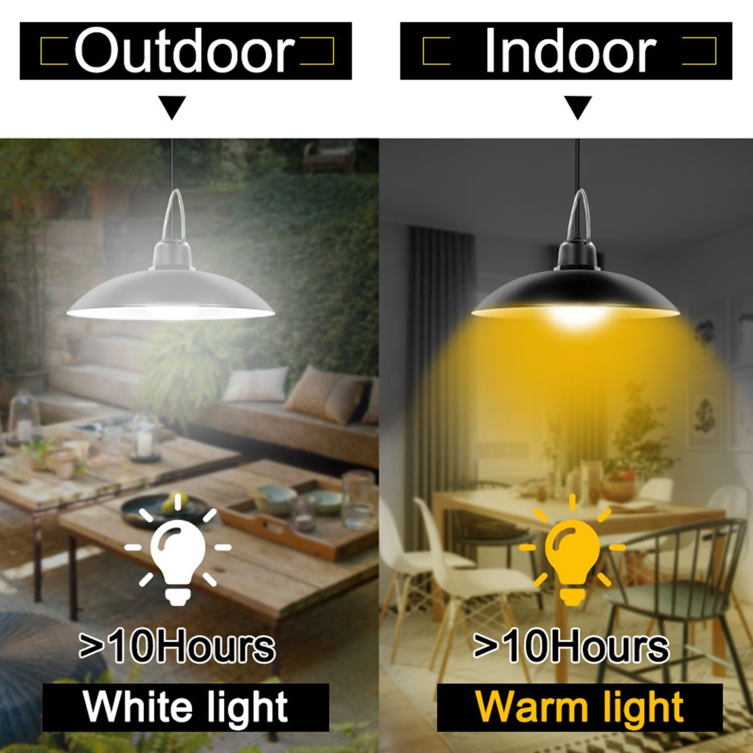 Double Head High Bright IP65 Waterproof Indoor Home Hanging Shed Lamp Solar Pendant Light