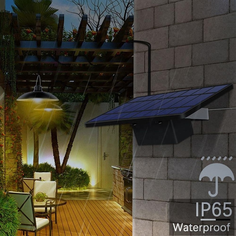 Double Head High Bright IP65 Waterproof Indoor Home Hanging Shed Lamp Solar Pendant Light