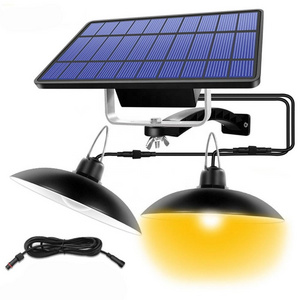 Double Head High Bright IP65 Waterproof Indoor Home Hanging Shed Lamp Solar Pendant Light