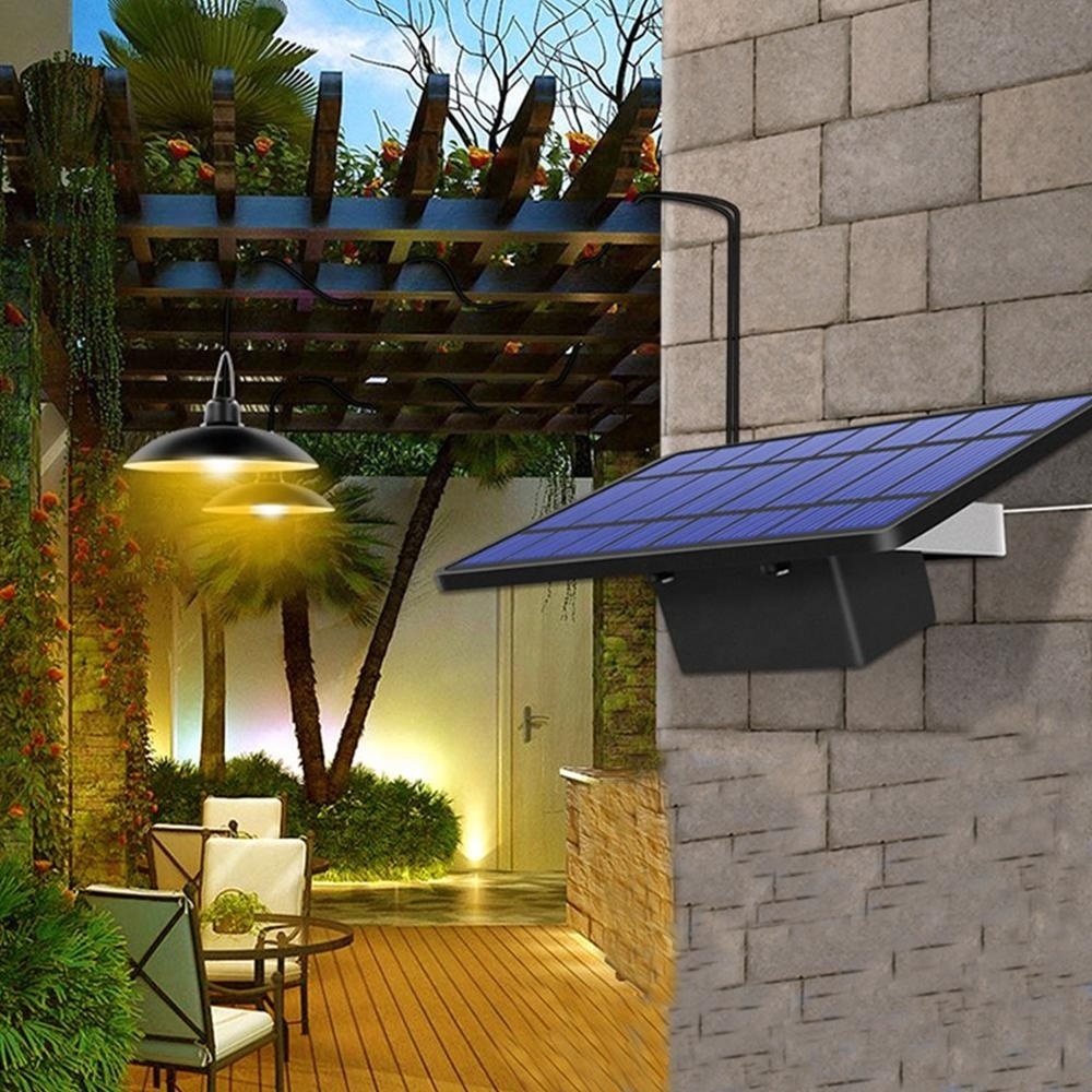 Double Head Solar Pendant Light Outdoor Indoor Lamp With Line Warm White/White Lighting For Camping Home Garden Yard