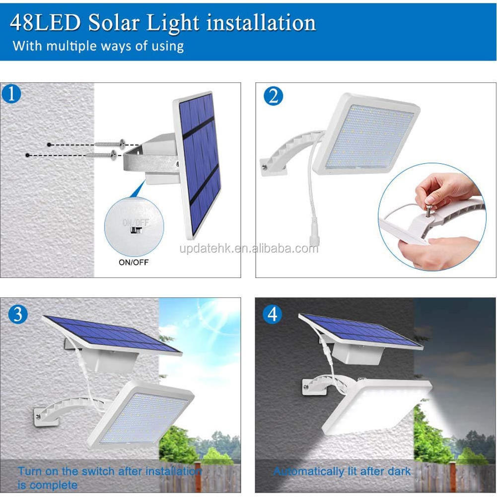 solar led flood light 1000 Lumens 48 LED  garden solar lights outdoor waterproof solar outdoor wall light