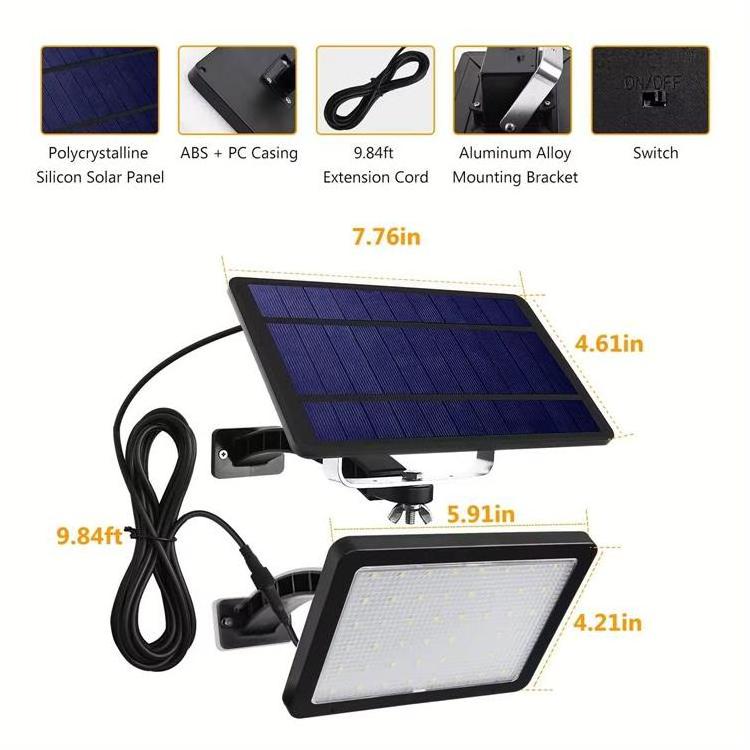 solar led flood light 1000 Lumens 48 LED  garden solar lights outdoor waterproof solar outdoor wall light