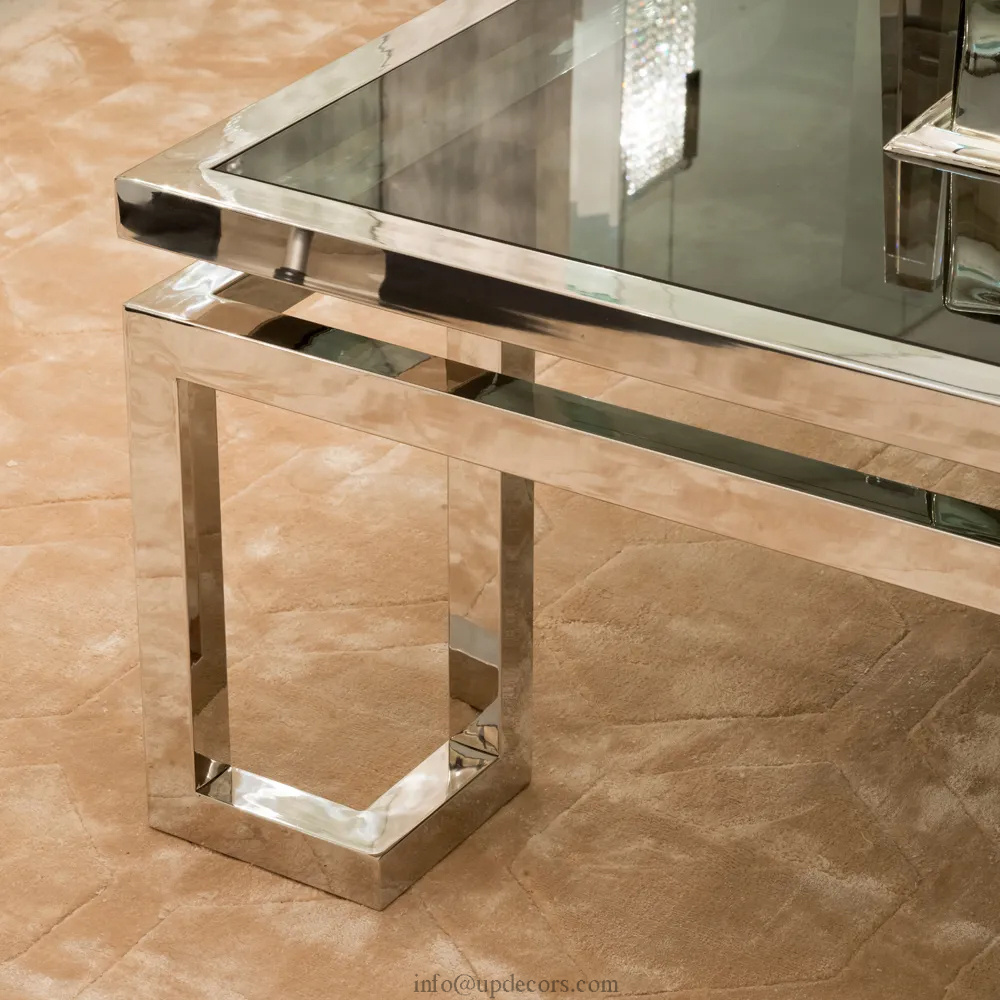 Contemporary Smoked Glass Coffee Table Mirrored Furniture For Home Use