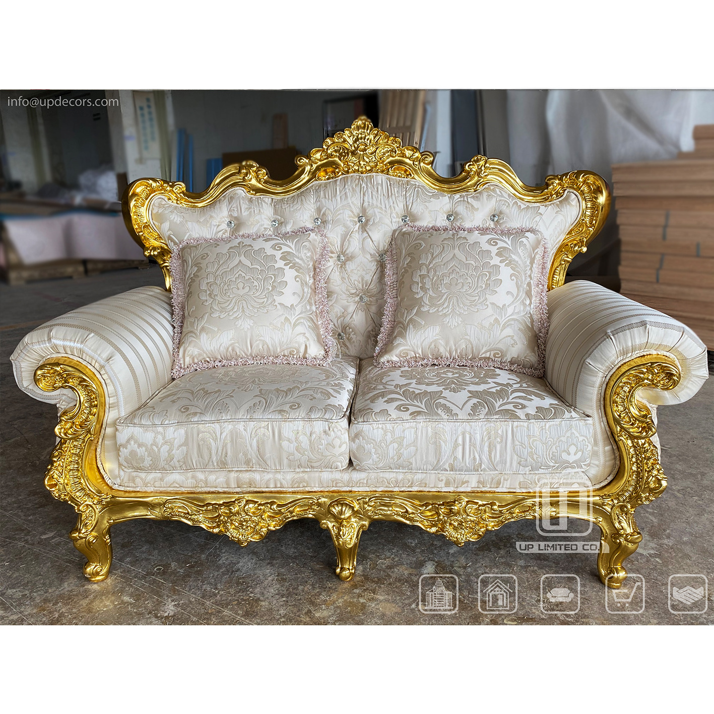 Baroque Classic Royal Living Room Furniture For Our Dubai Client Gold Leaf Solid Wood Living Room Sofas