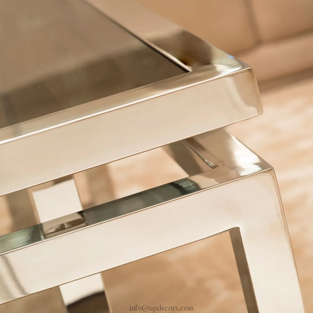 Contemporary Smoked Glass Coffee Table Mirrored Furniture For Home Use