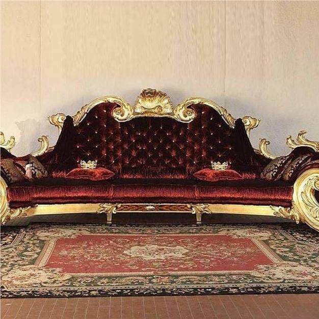 High quality design European king solid wood hand carved gold leaf finished fabric sofa American vintage classical royal sofa