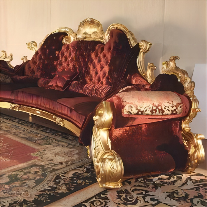 High quality design European king solid wood hand carved gold leaf finished fabric sofa American vintage classical royal sofa