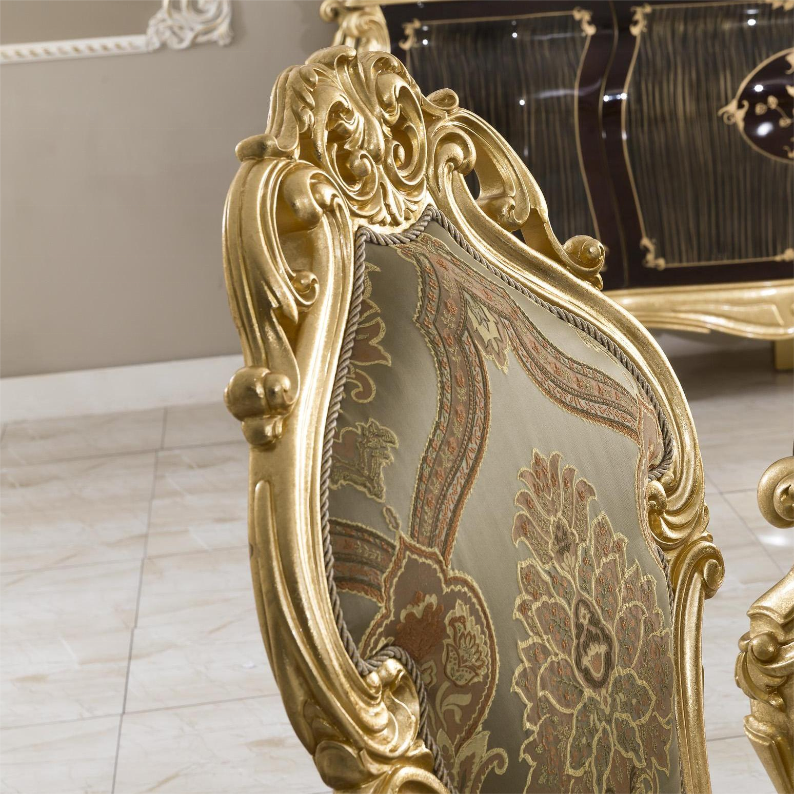 Luxury Style 100% Hand Carving Customized Fabric Upholstered Dining Chair