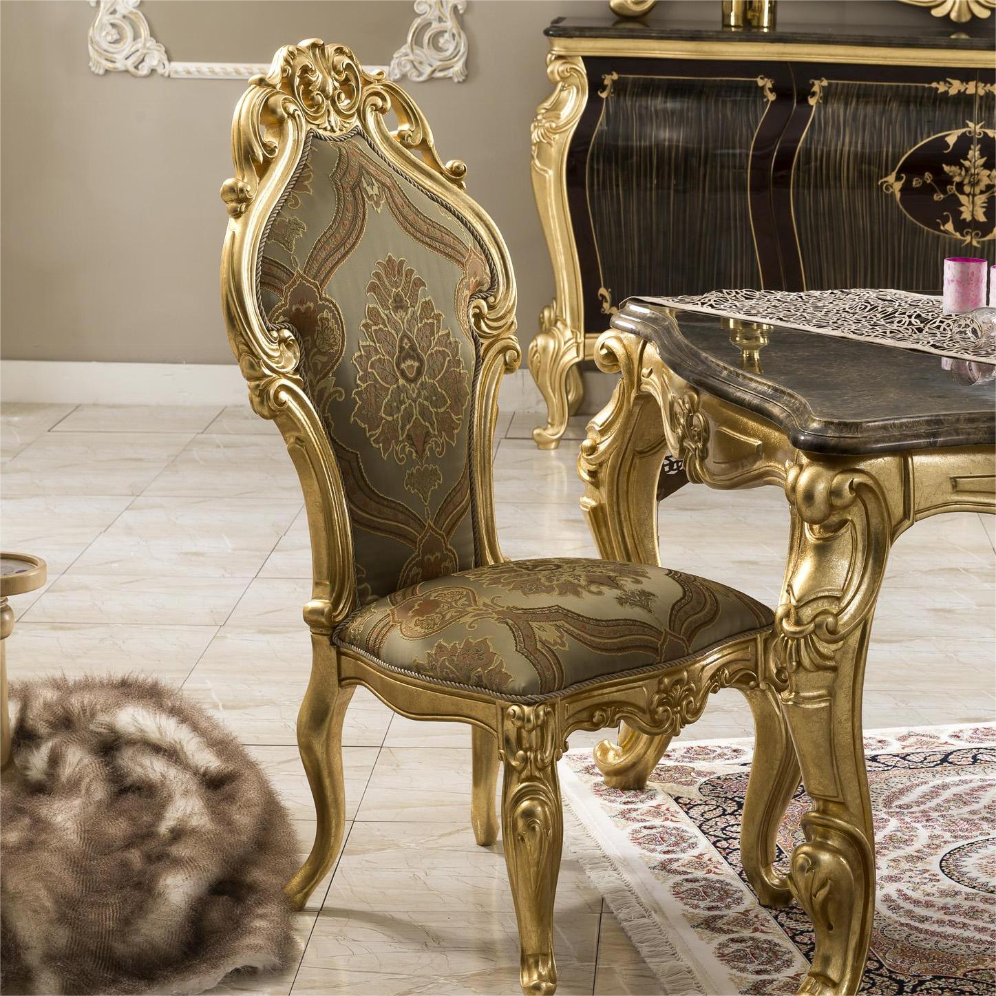 Luxury Style 100% Hand Carving Customized Fabric Upholstered Dining Chair