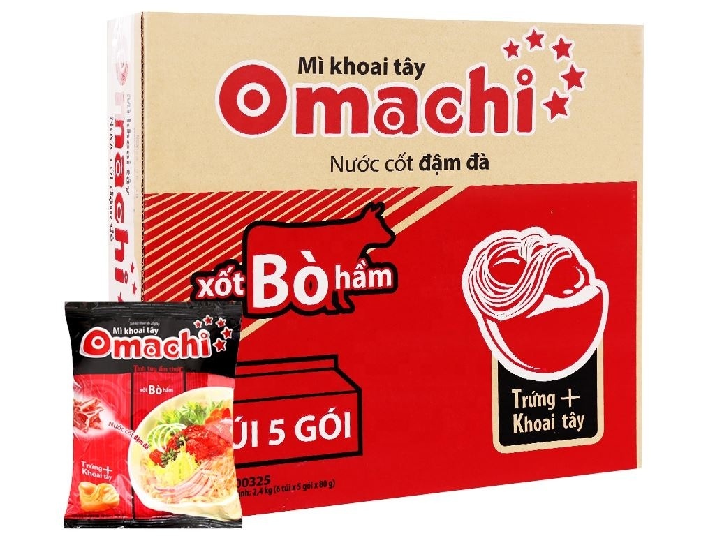 Omachi potato noodles with beef stew 80g Instant noodles noodles spicy shrimp flavor hot product best selling