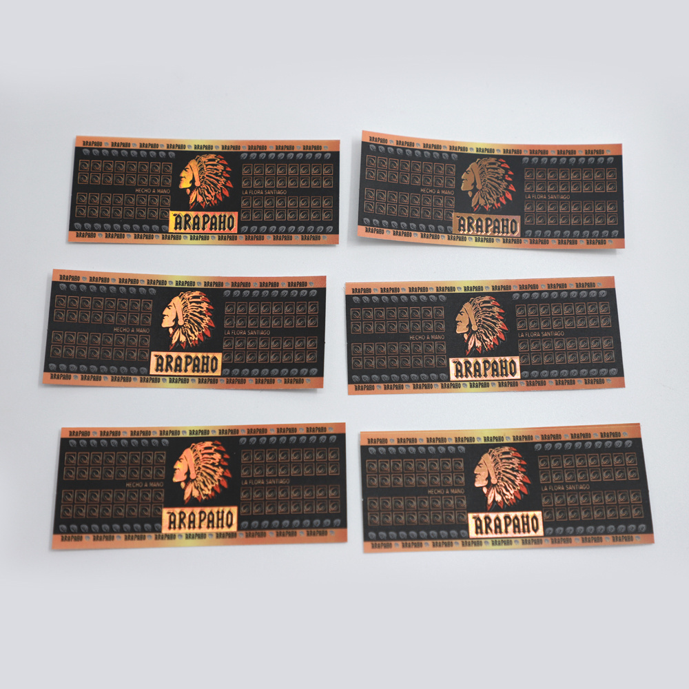 Printed cigar packaging labels factory custom cigar gold leaf logo labels