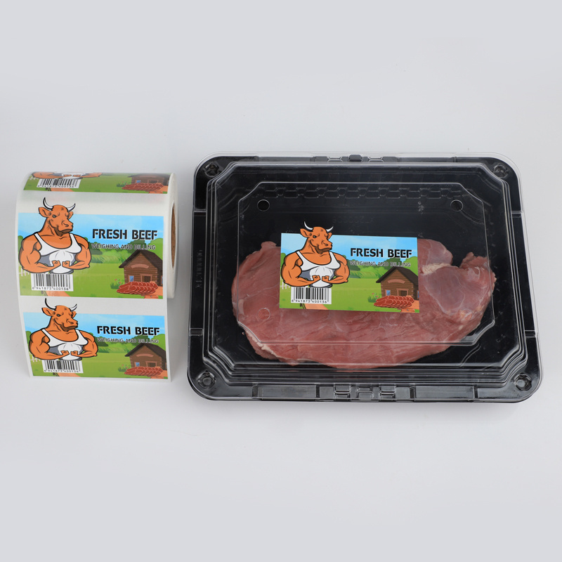 Etiquettes Custom Frozen Meat Sticker Label Printing Logo Adhesive Waterproof Fruit Vegetable Stickers Label