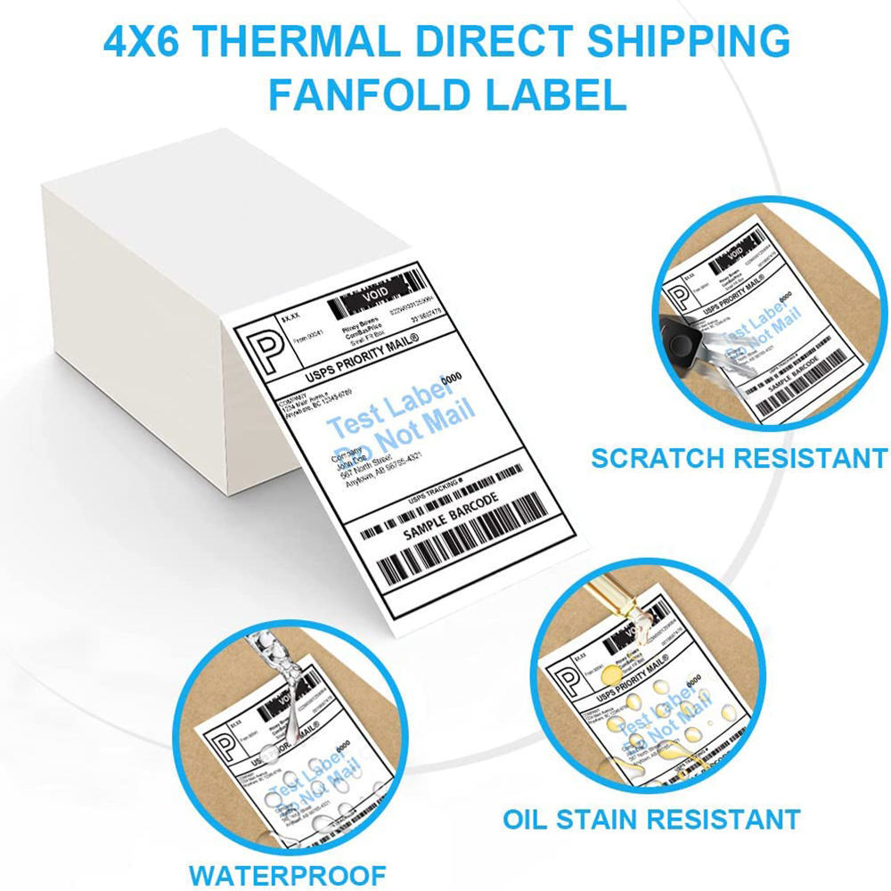 Waterproof 4x6 Waybill Logistics 6x4 Thermal Barcode Shipping Label 100 X 150 Sticker Direct Thermal Adhesive Paper Roll