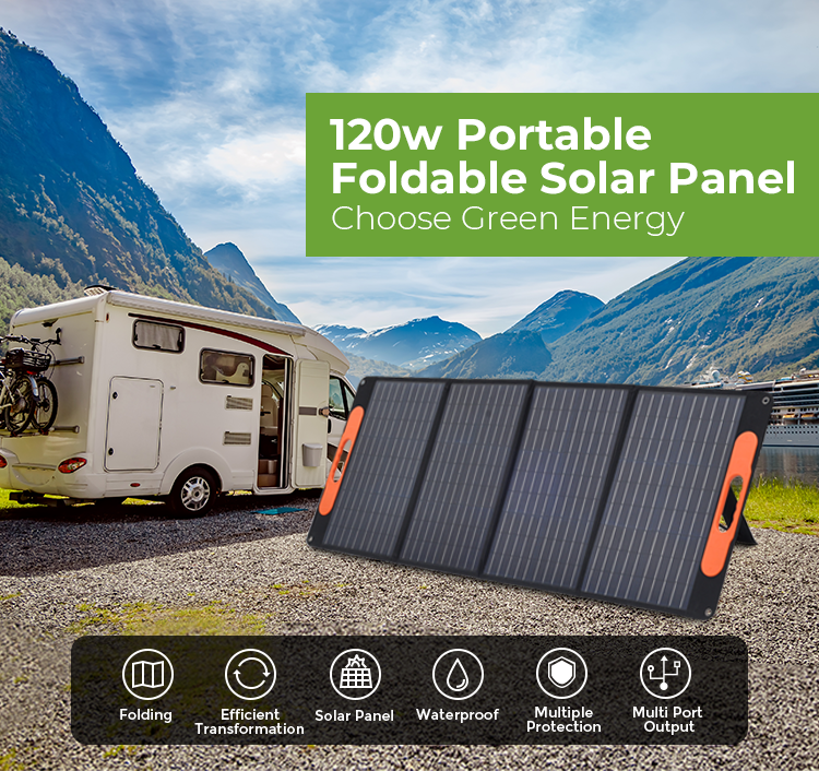 Foldable Solar Panels 100w lightweight solar chargers for Travel Trailers, RV Batteries, and USB Devices