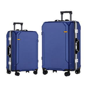 Waterproof metal suitcase  ABS+PC durable hard carry on luggage aluminum suitcase trolley lightweight hand luggage trolley