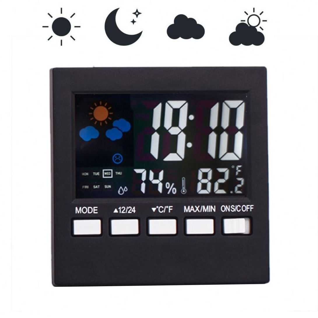 Alarm Snooze Function Calendar Weather Forecast Display New Digital Thermometer Hygrometer Colorful Lcd Thermometer Clock