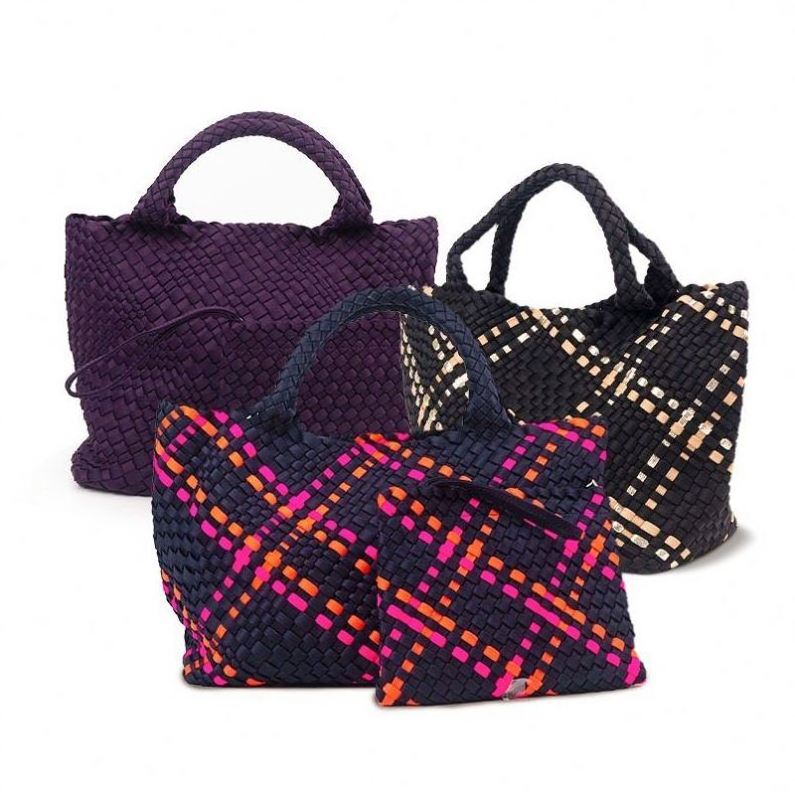 Two Size Designer Luxury Waterproof Handbag Casual Tote Beach Plaited Handmade Tote Weave Bag Neoprene Woven Bag