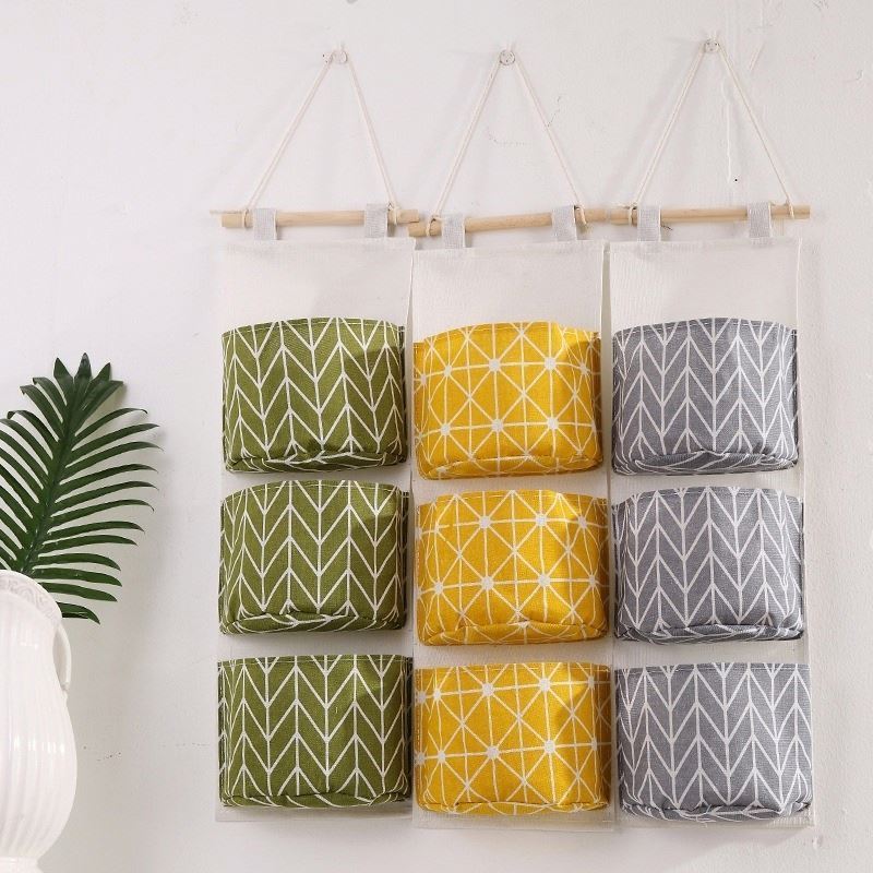 Door Wardrobe Hanging Bag File Tote Pouch Hanging Organizer Wall Mount Storage Bag Pockets Wall Kitchen Bathroom Sundries