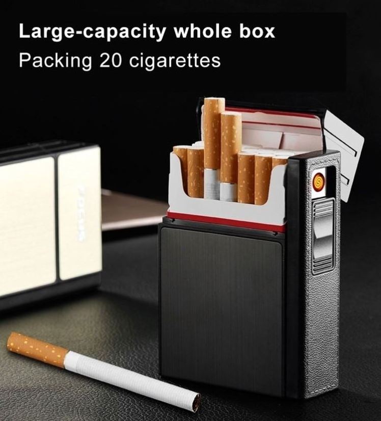 Smoking Lighter Recharged Cigarette Case Circulating with Built-In USB Lighter Rechargeable Cigarette Box Flame Torch Holder