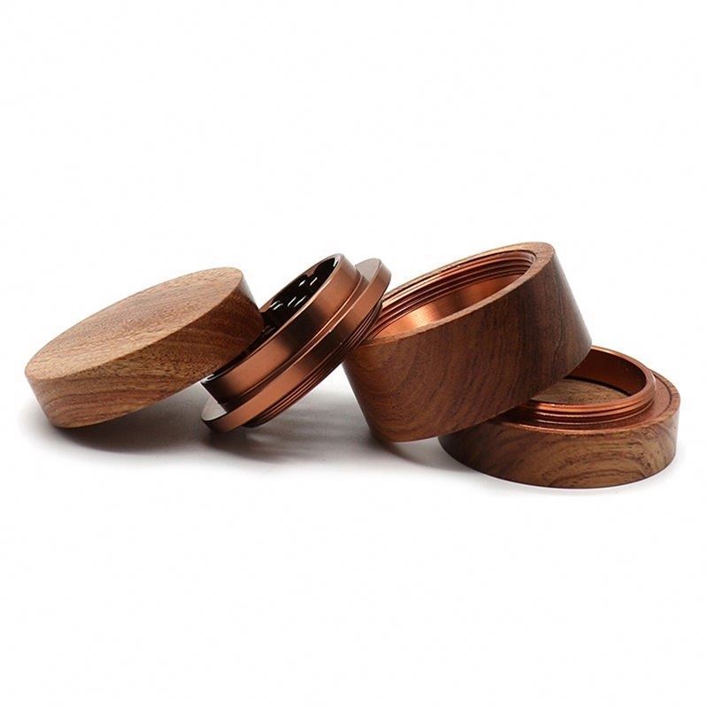 High Quality Aluminum Alloy 4 Layers Tobacco Spice Grinders Natural Watch Lovely Gift Without Lid Pepper Wooden Herb Grinder