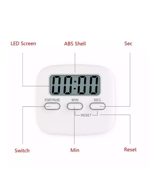 Timer Change Kitchen Timer Electronic Square Kitchen Countdown Alarm Magnet Clock Kitchen Timer Digital Lcd Display