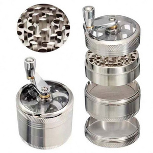 Zinc Alloy 4 Layers Tobacco Grinder Spice Herb Mill Hand Crank Herb Grinder Zinc Alloy Smoke Size Smoking Accessories