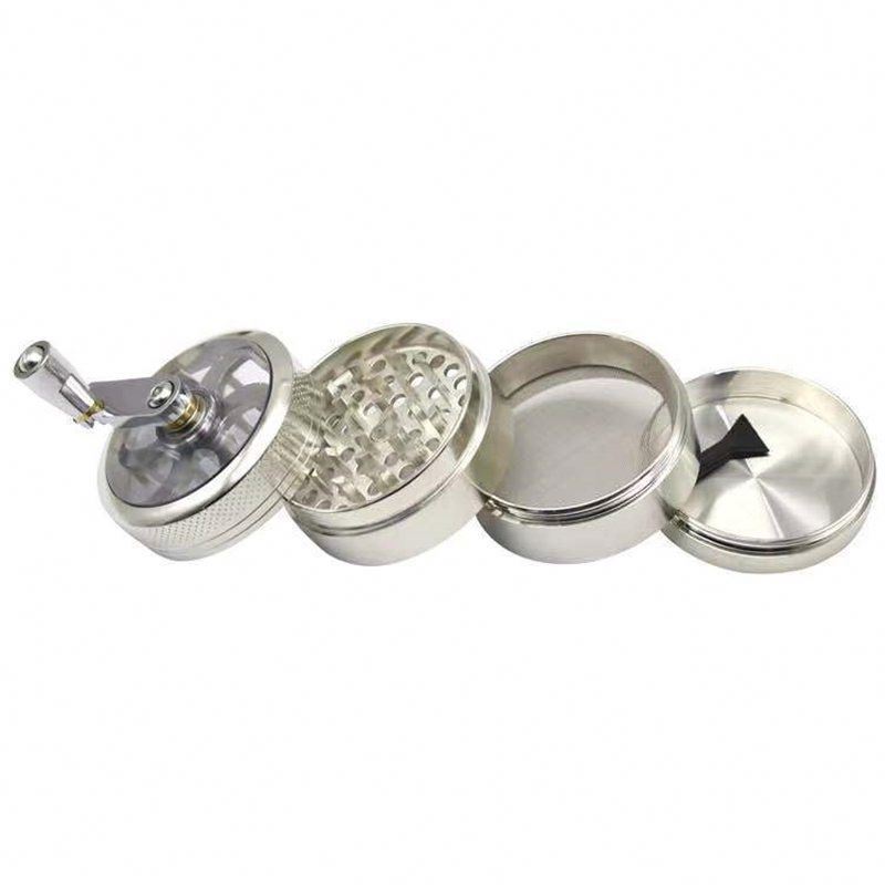 Zinc Alloy 4 Layers Tobacco Grinder Spice Herb Mill Hand Crank Herb Grinder Zinc Alloy Smoke Size Smoking Accessories