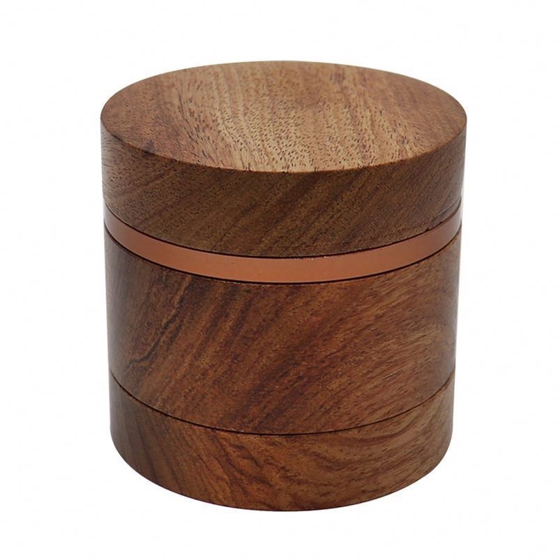 High Quality Aluminum Alloy 4 Layers Tobacco Spice Grinders Natural Watch Lovely Gift Without Lid Pepper Wooden Herb Grinder