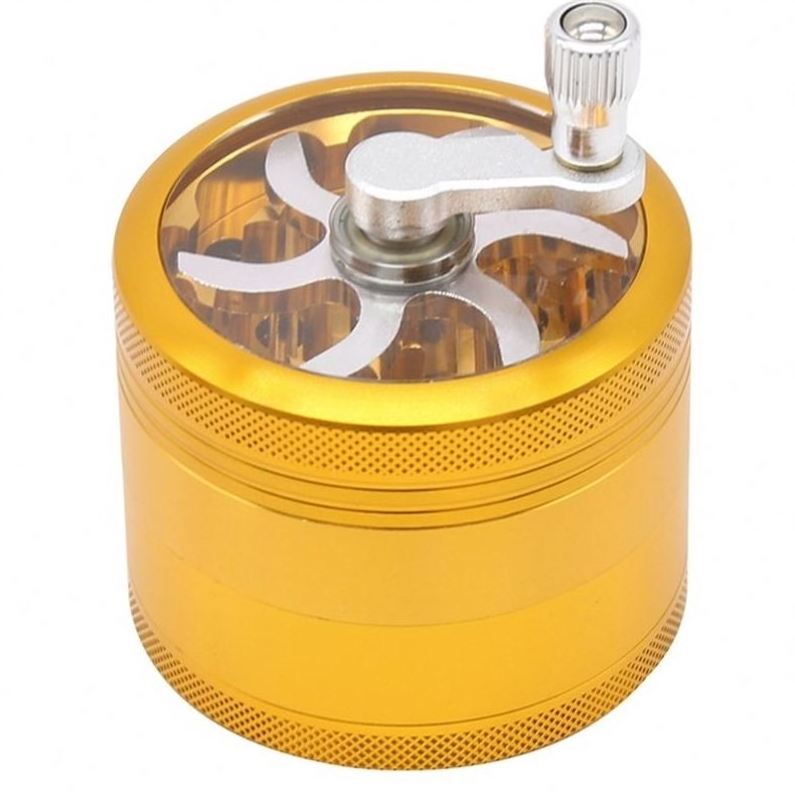 with Crank Handle Premium Stainless Steel Manual 2.5 Inch High Class Aluminum Alloy Herb Spice Grinder