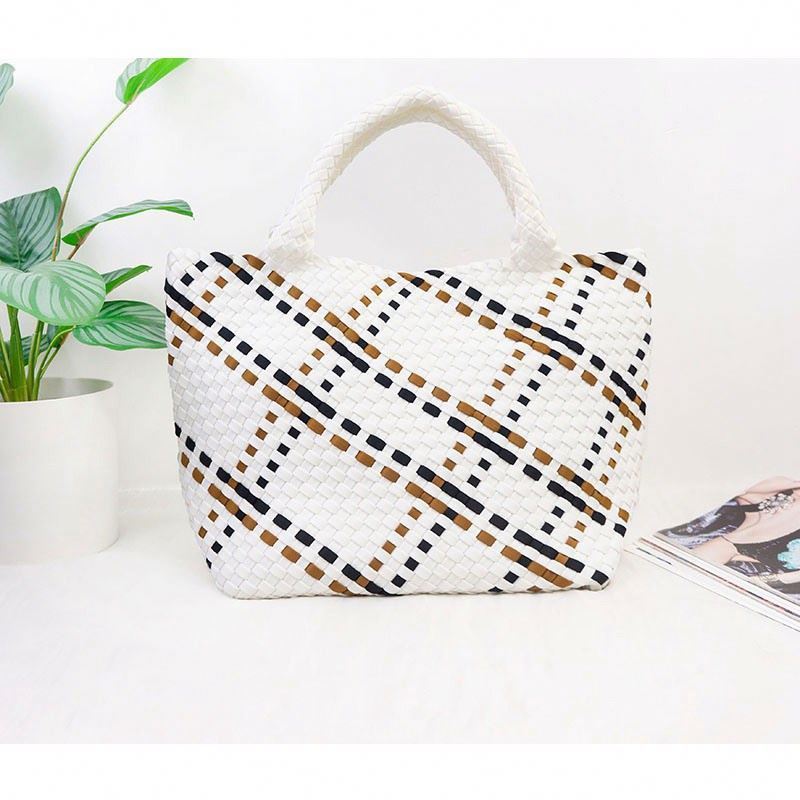 Two Size Designer Luxury Waterproof Handbag Casual Tote Beach Plaited Handmade Tote Weave Bag Neoprene Woven Bag