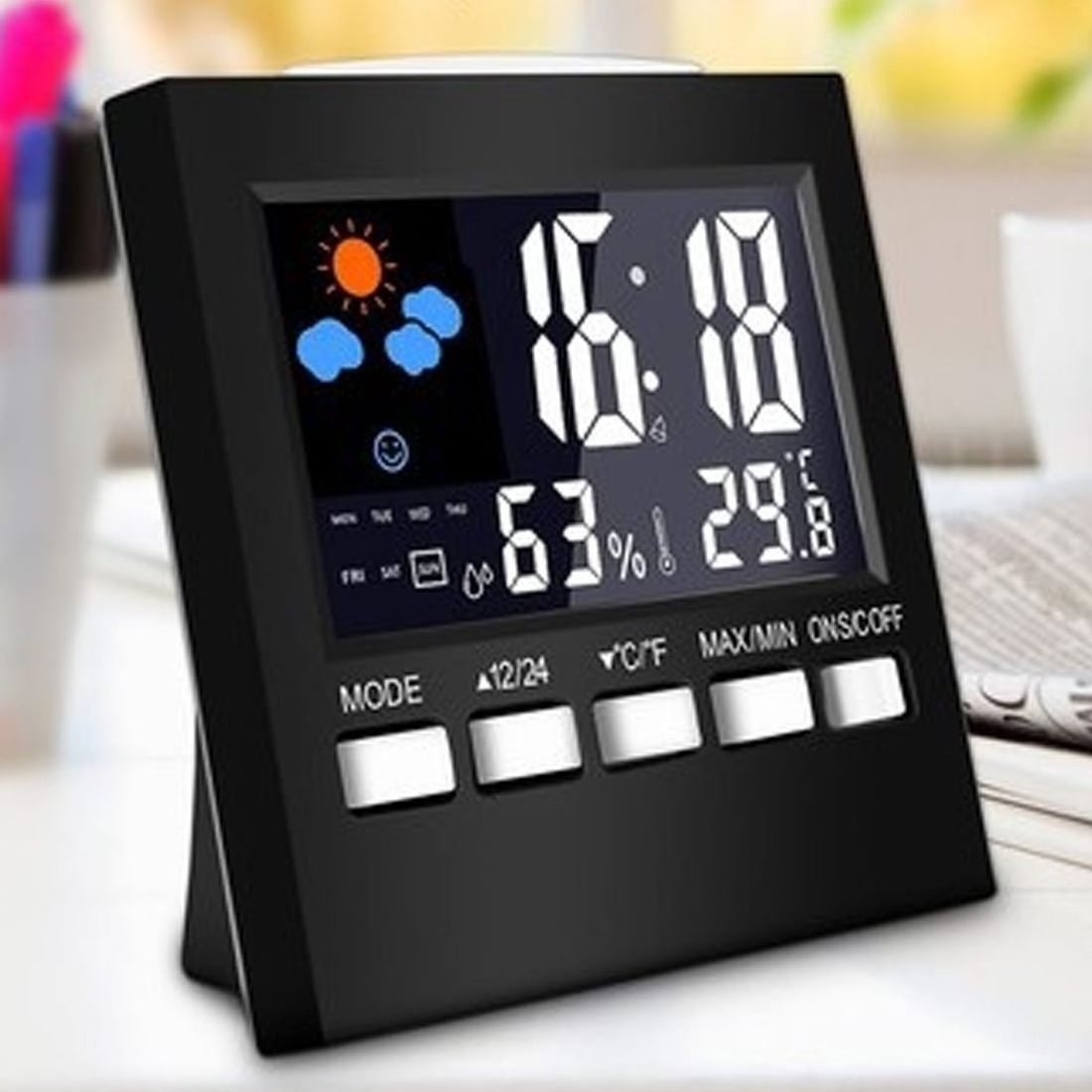 Alarm Snooze Function Calendar Weather Forecast Display New Digital Thermometer Hygrometer Colorful Lcd Thermometer Clock