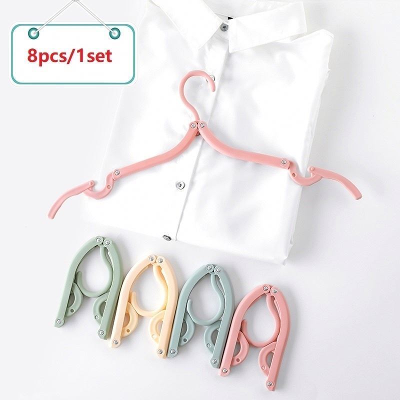 Portable Travel Clothes Coat Support Adult Children Household Non-Slip Clothes Line Folding Hanger Clip Clothes Fancy Hanger