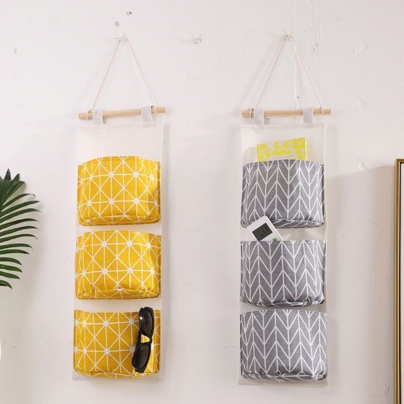 Door Wardrobe Hanging Bag File Tote Pouch Hanging Organizer Wall Mount Storage Bag Pockets Wall Kitchen Bathroom Sundries