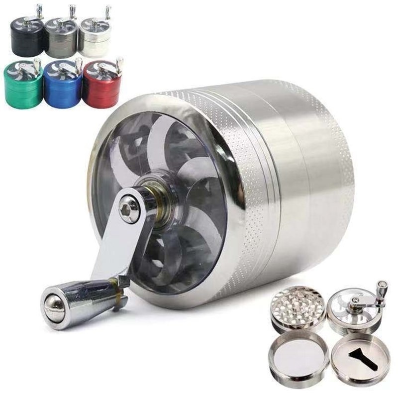 Zinc Alloy 4 Layers Tobacco Grinder Spice Herb Mill Hand Crank Herb Grinder Zinc Alloy Smoke Size Smoking Accessories