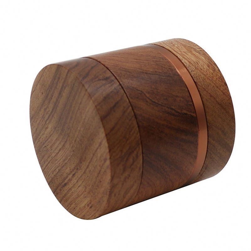 High Quality Aluminum Alloy 4 Layers Tobacco Spice Grinders Natural Watch Lovely Gift Without Lid Pepper Wooden Herb Grinder