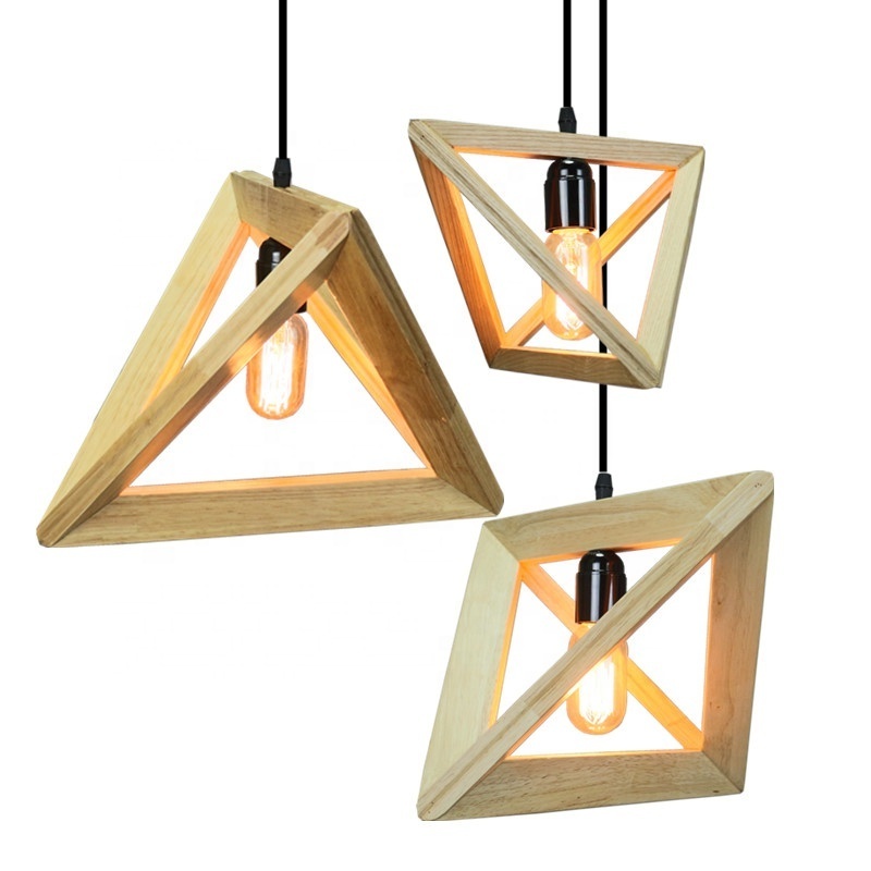 European country style rustic antique modern decorative lighting fixtures wooden beaded geometric chandelier for living room