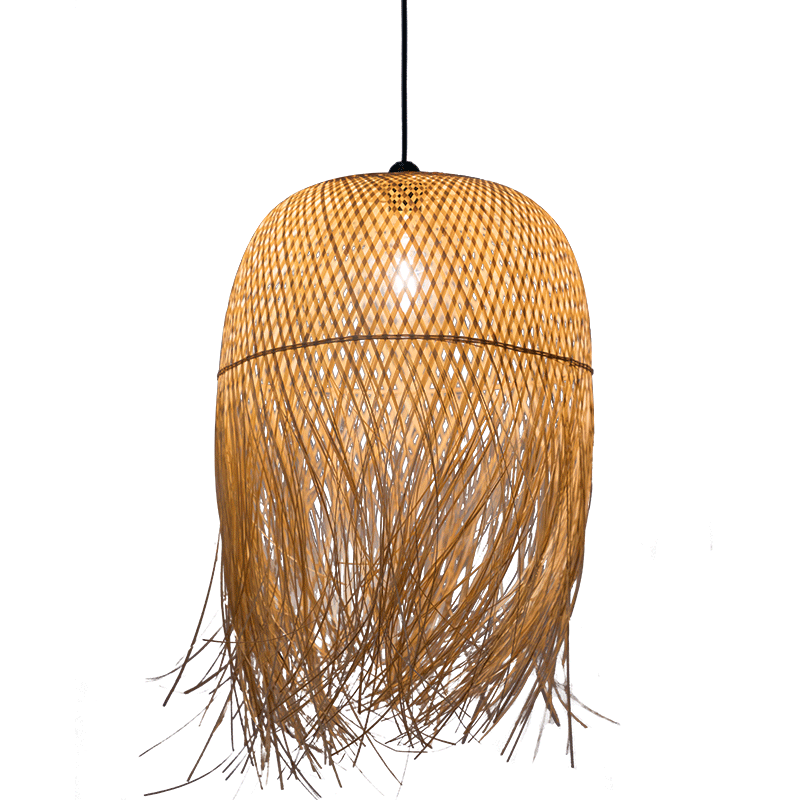 Indonsian rattan seagrass lamp shade bamboo cage wicker weaving ceiling chandelier pendant lighting from zhongshan factory