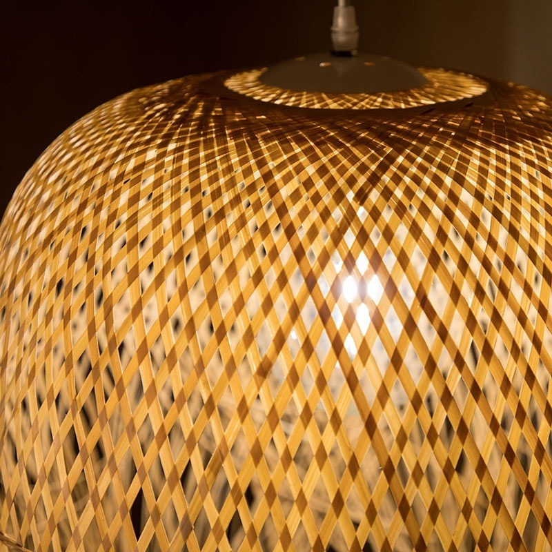 Indonsian rattan seagrass lamp shade bamboo cage wicker weaving ceiling chandelier pendant lighting from zhongshan factory