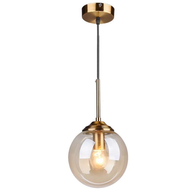 Nordic Glass Ball Pendant Lights Modern Gold Hang Lamp Home Loft Decor Light Fixtures for Cafe Dining Room Kitchen Bedroom Lamp