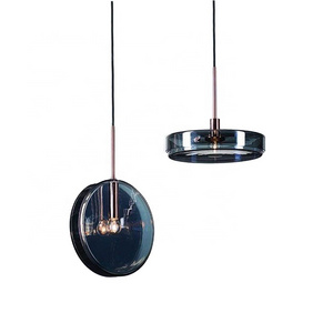 Modern kitchen glass murano hand blown round wrought iron glass chandelier ceiling blue pendant light