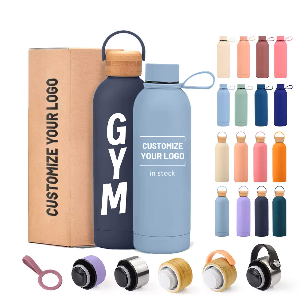 Custom logo 500/750/1000ml thermal vacuum gym double wall insulated drink water bottle stainless steel with logo for gym