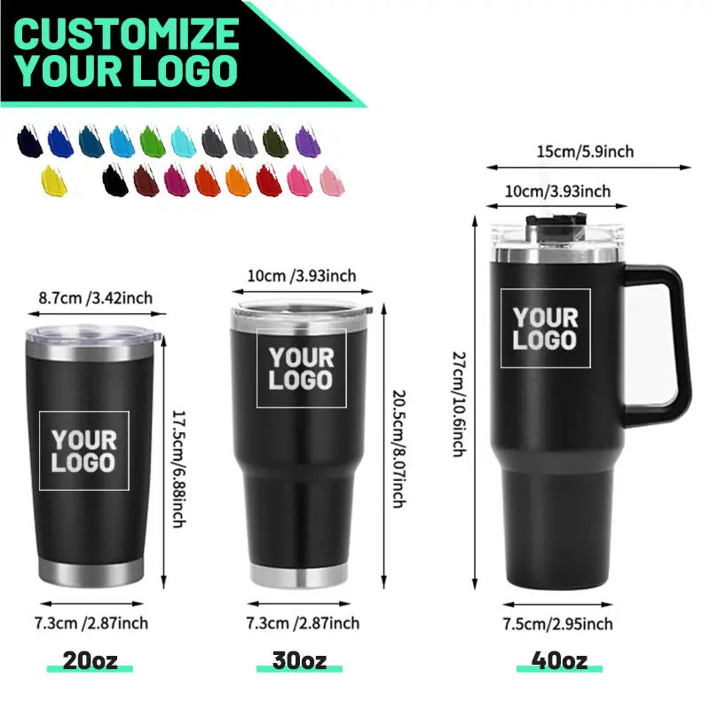 Custom logo 30oz 40oz tumbler engraved travel stainless steel cup 2.0 40oz tumbler with handle Double Wall Insulated Vacuum