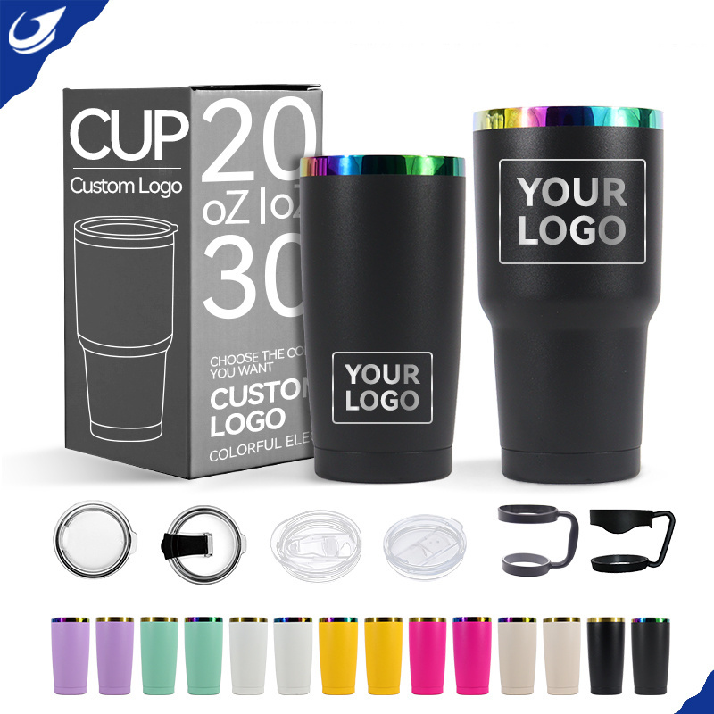 BPA FREE Laser Engraveable 30oz Travel Tumbler Cups Double Wall Stainless Steel 20oz Coffee Tumbler with Lids and Straws